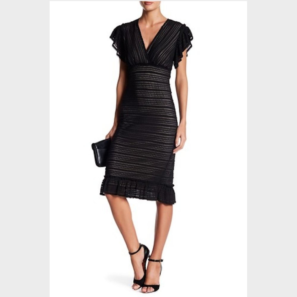 MAX STUDIO | NWT Lace Sheath Flutter Sleeve Midi Dress
